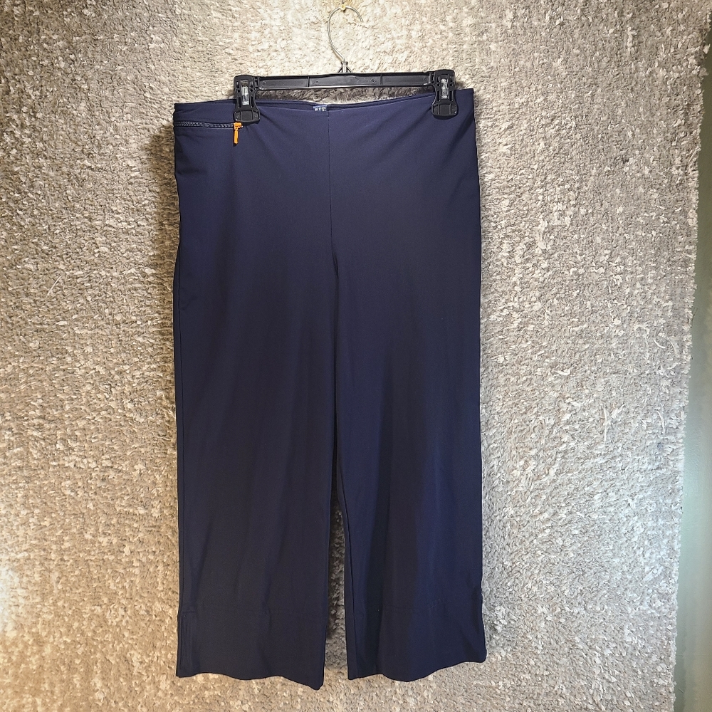 Ralph Lauren Sport Women Crop Pull On Pants Nylon Blend Large Zip Pocket USA Mad